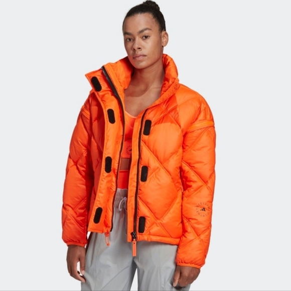 Adidas By Stella McCartney Short Puffer Jacket In Orange Size XS - Picture 12 of 12